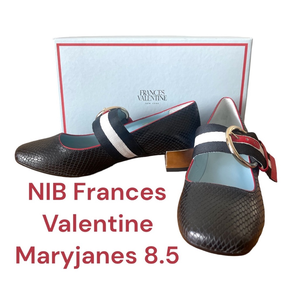 NIB Frances Valentine Katy Snake Printed Leather Maryjanes Size 8.5